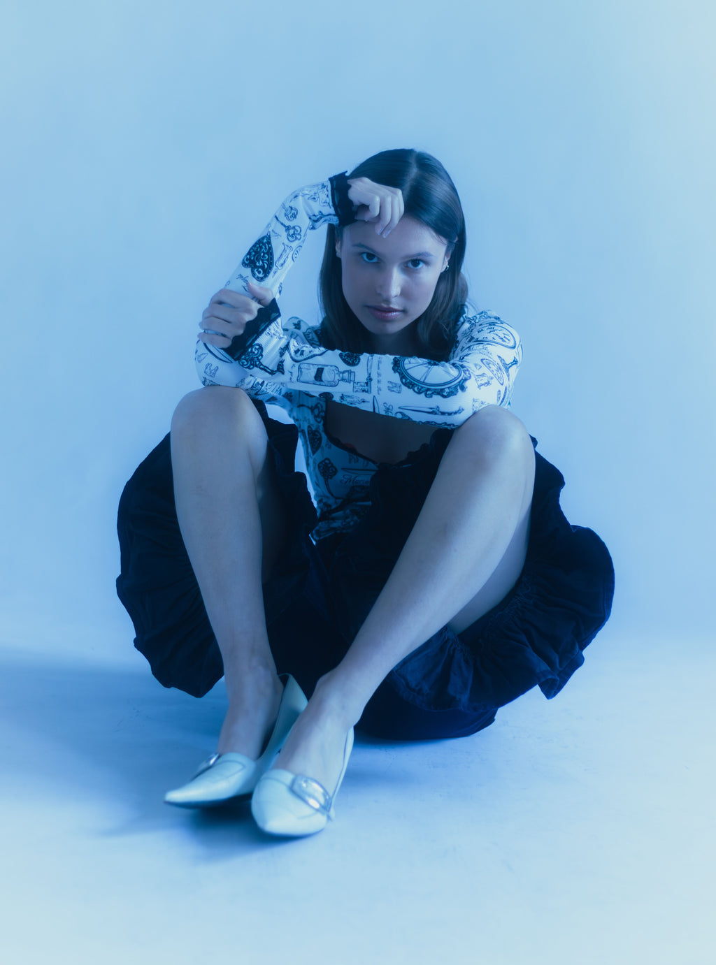 Ruffled Hem Denim Culottes